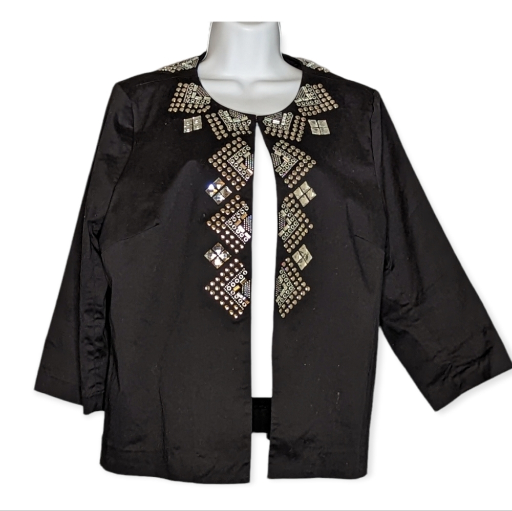 Joan Rivers Black Jacket with Silver Metallic  Accents Size 14